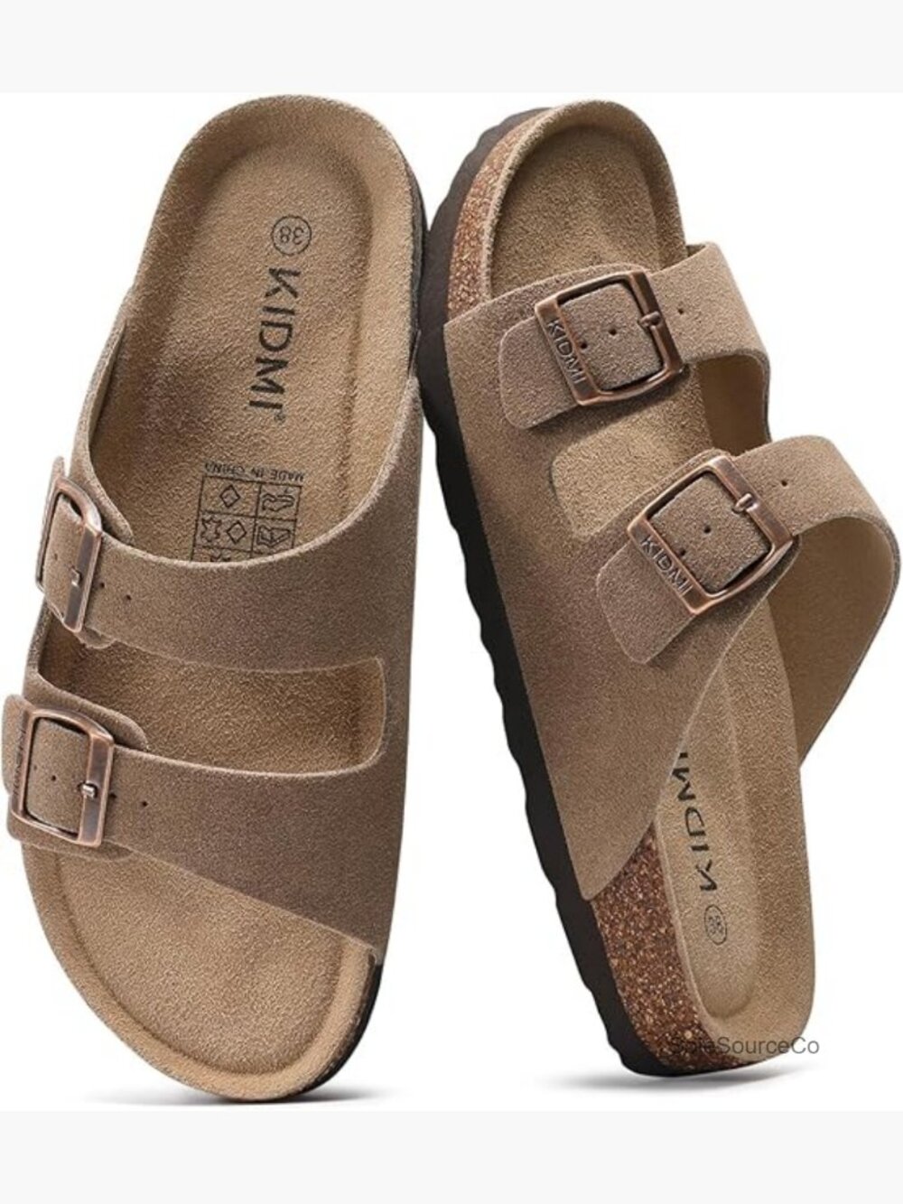 Arch Support Cork Slide Sandals with Adjustable Buckles